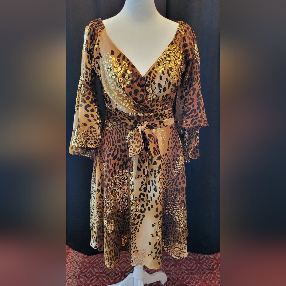 VENUS Leopard Print Wrap Dress
